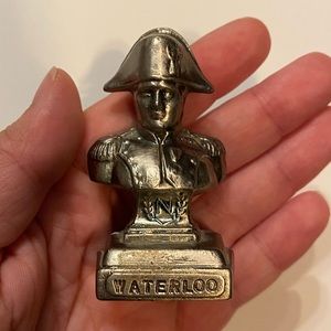 Silvertone Napoleon Bonaparte Waterloo Bust Statue